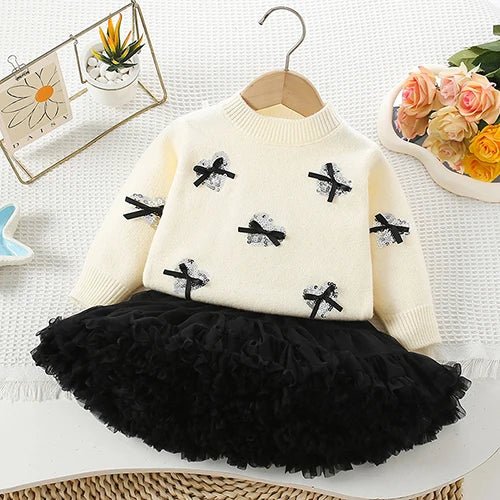 Children's Knitted Pullover Sweater & Skirt Set - Ewapi