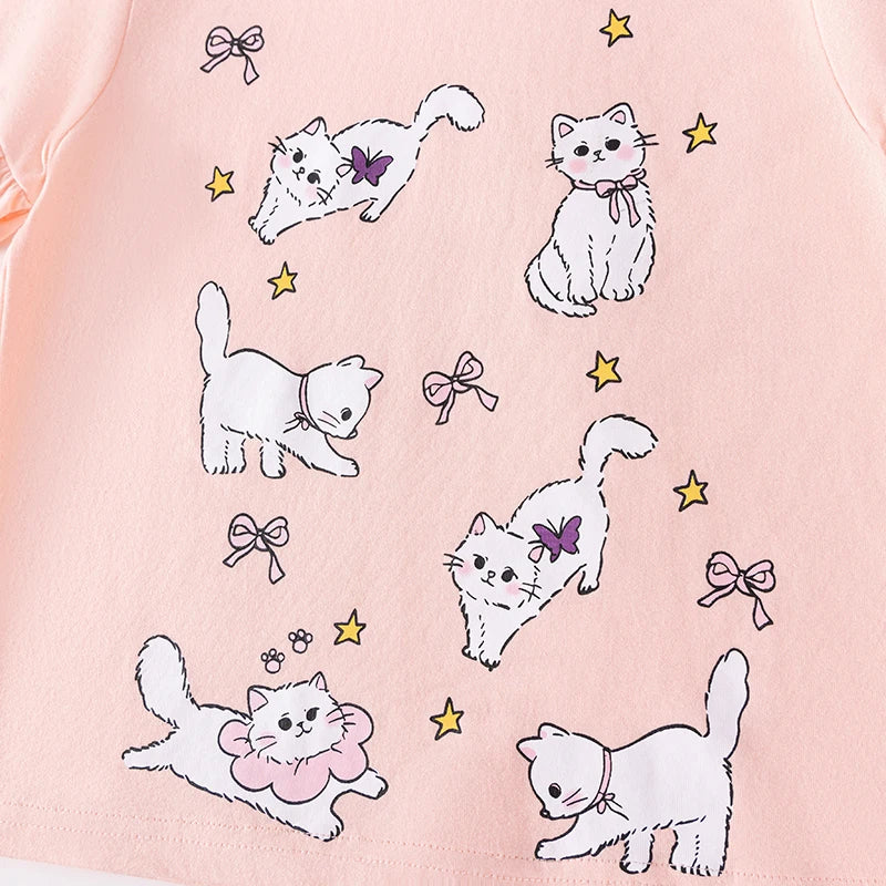 Summer 100% Cotton Cats T-Shirt & Shorts Set