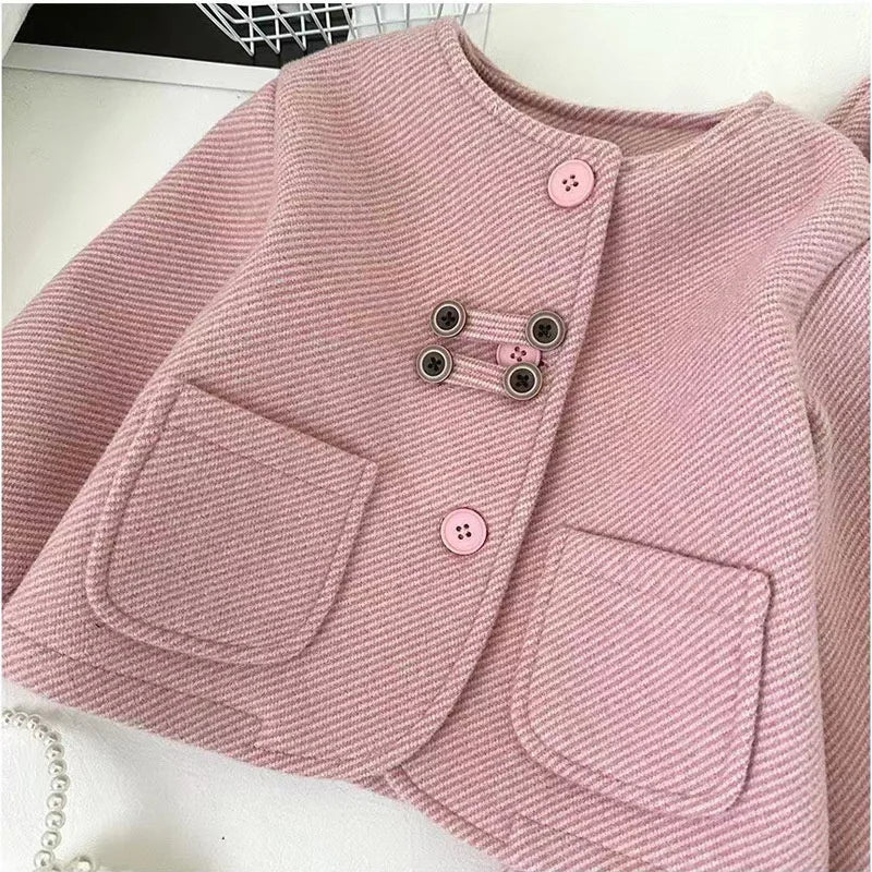 Children’s Elegant Jacket & Pants Set with Textured Fabric