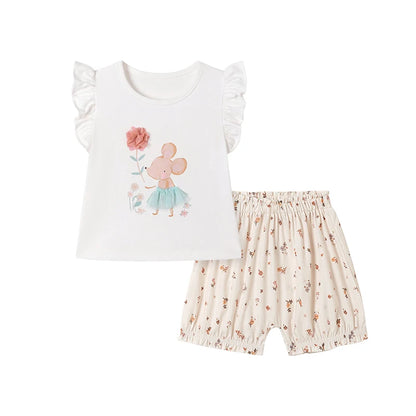 Summer 100% Cotton Mouse T-Shirt & Shorts Set