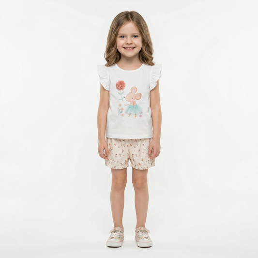 Summer 100% Cotton Mouse T-Shirt & Shorts Set