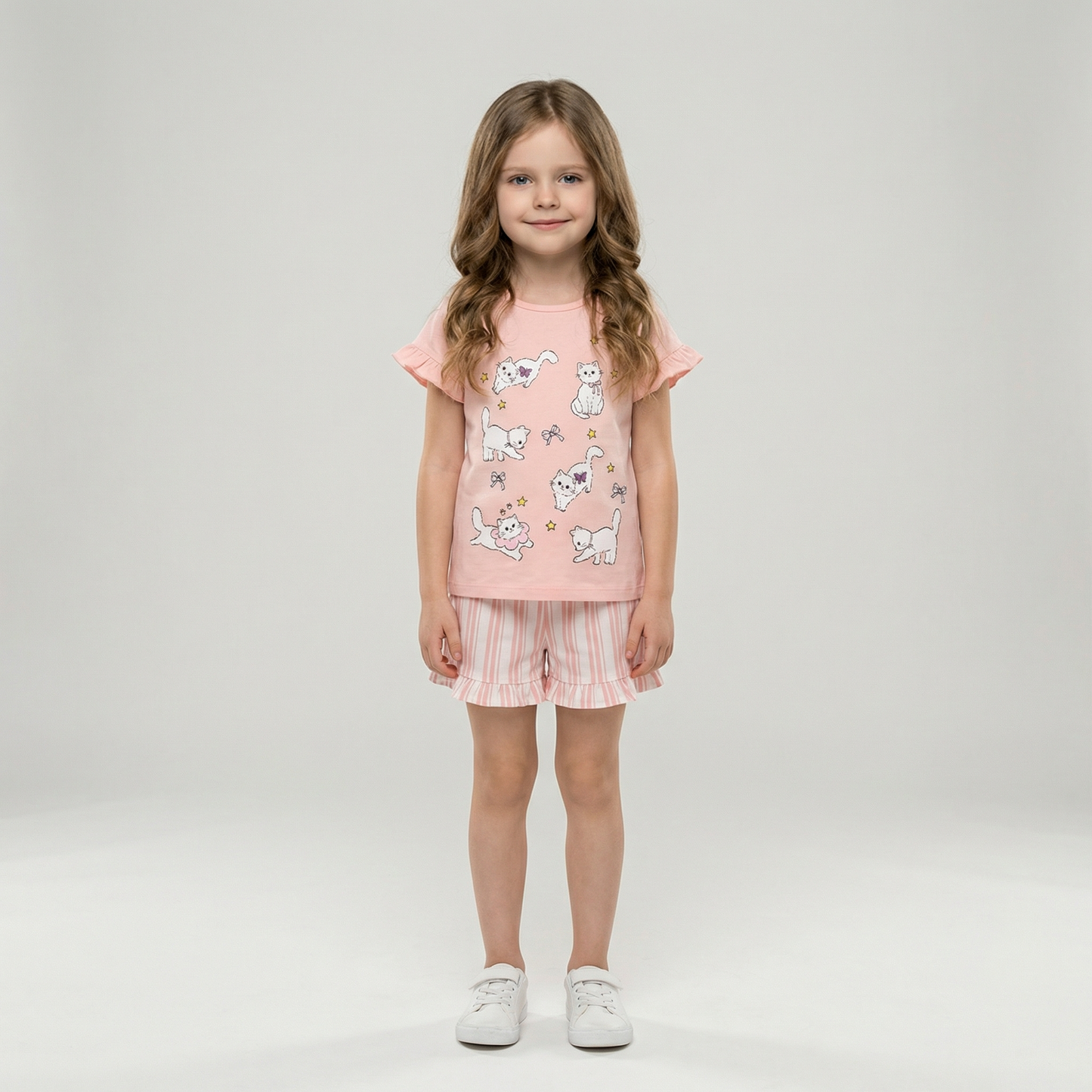 Summer 100% Cotton Cats T-Shirt & Shorts Set