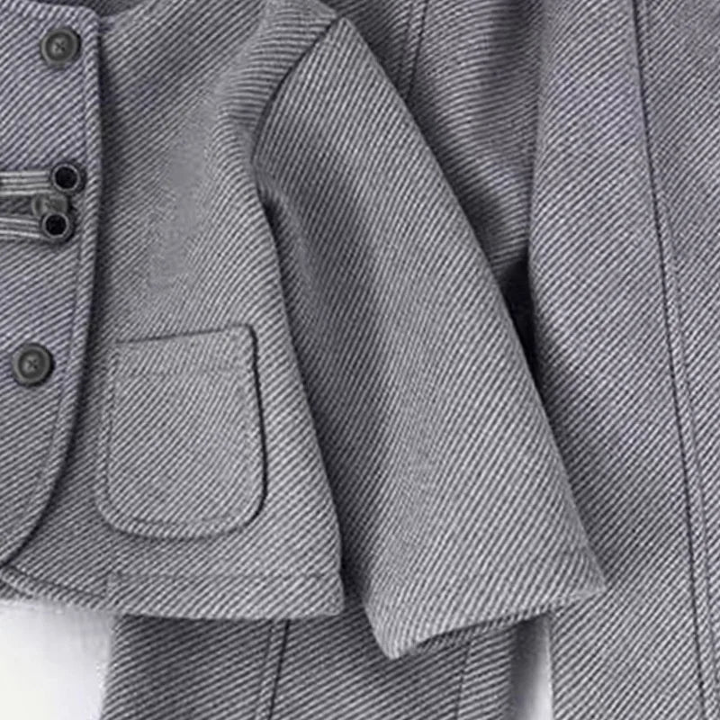 Children’s Elegant Jacket & Pants Set with Textured Fabric