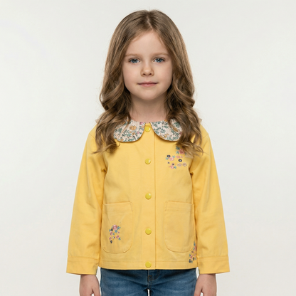Cute Lapel Collar With Embroidery Flowers Outwear