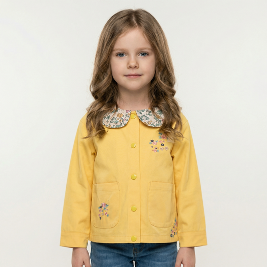 Cute Lapel Collar With Embroidery Flowers Outwear