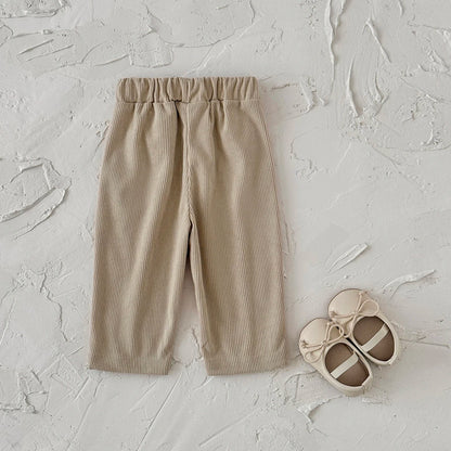 Loose Floral Embroidered Corduroy Pants