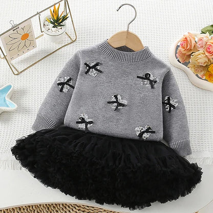 Knitted Pullover Sweater & Skirt Set