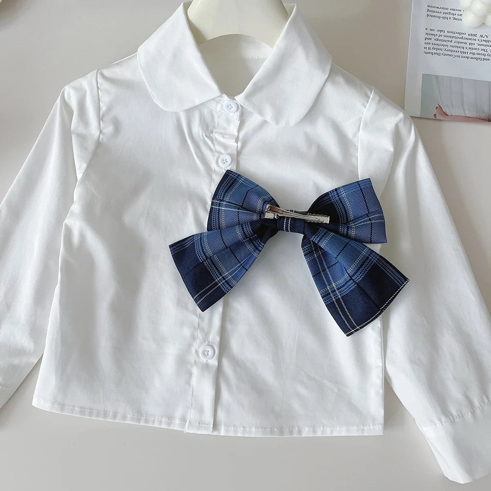 Cardigan, Shirt & Plaid Skirt Set