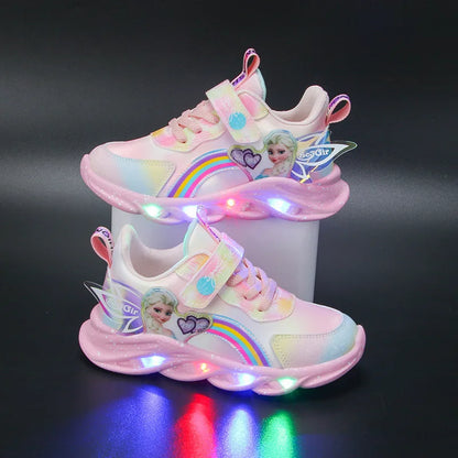 Frozen Elsa Princess LED PU Leather Sneakers