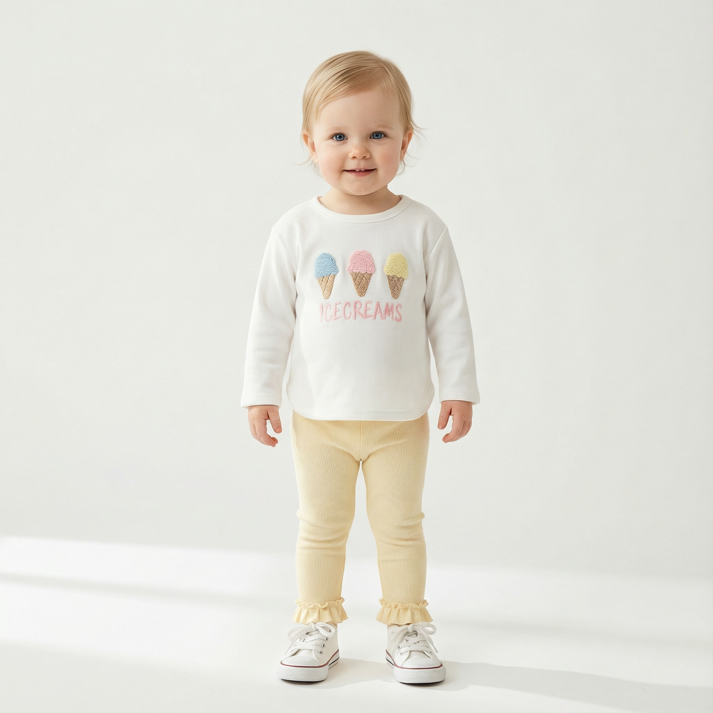 Ice Cream Patchwork Sweatshirt & Solid Pants Set