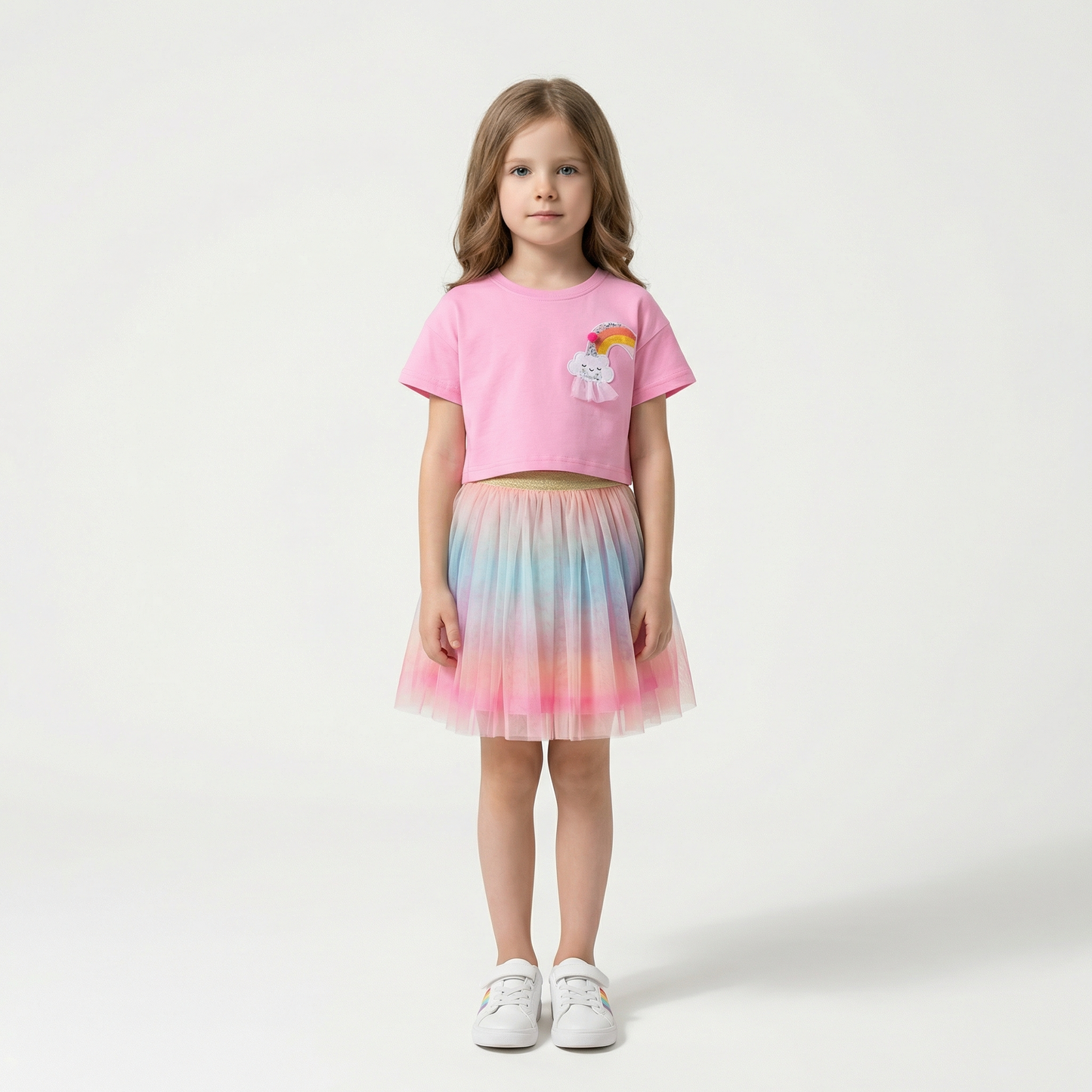 Summer Tracksuit 100% Cotton Rainbow T-Shirt & Skirt Set