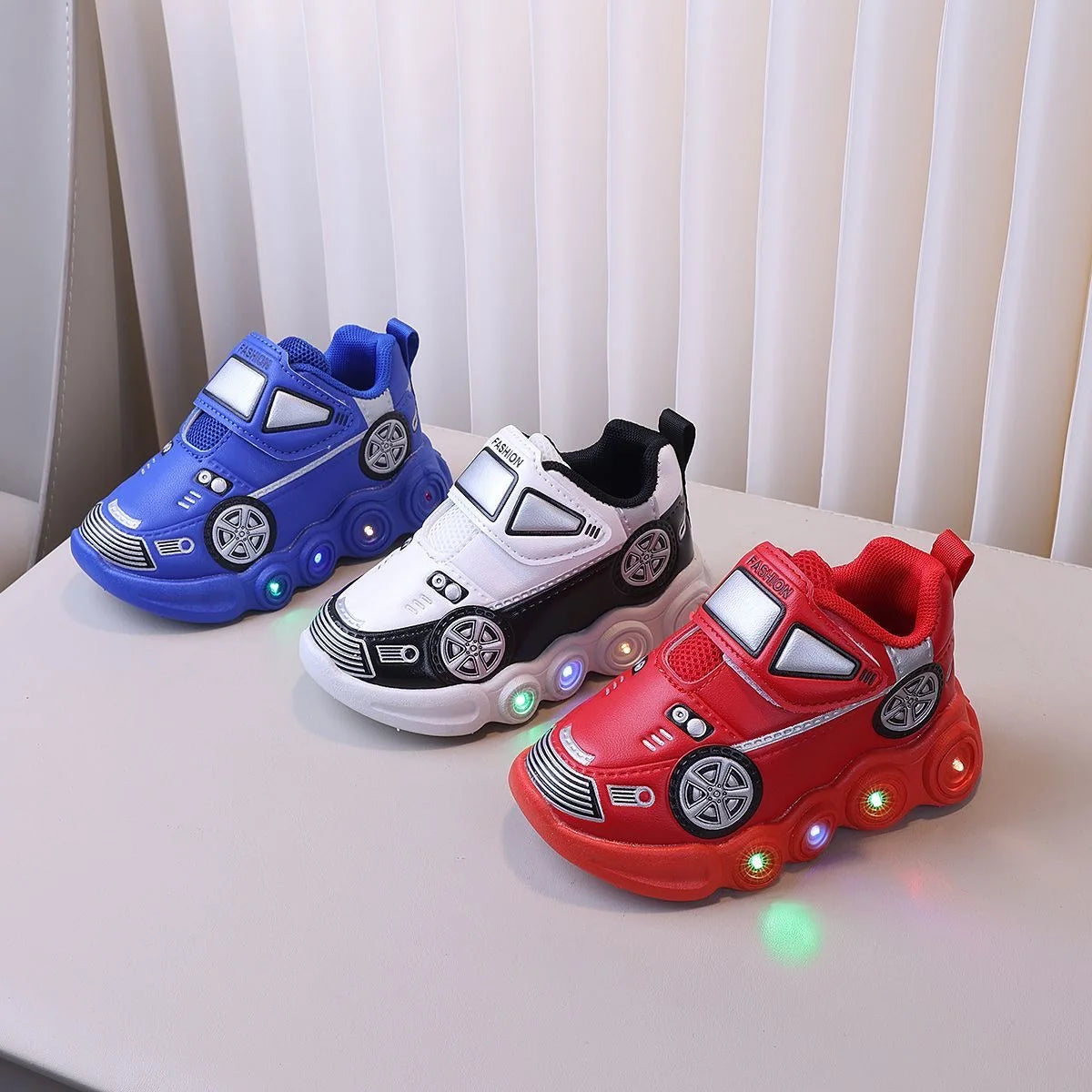 PU Leather LED Light Up Car Sneakers