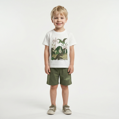 Summer 100% Cotton Dinosaurs T-Shirt & Shorts Set