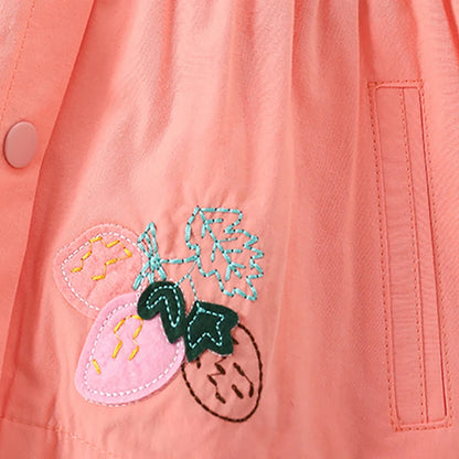 Strawberry Embroidery Hoodie Jacket