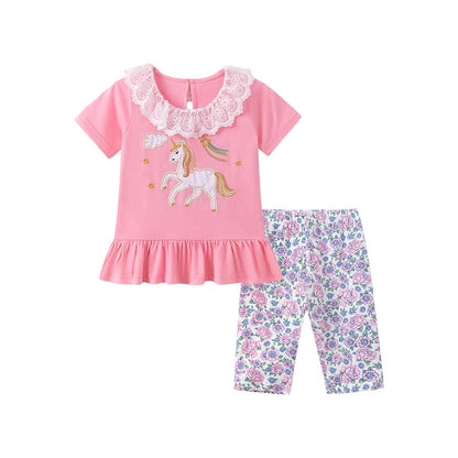 Summer 100% Cotton Unicorn T-Shirt & Shorts Set