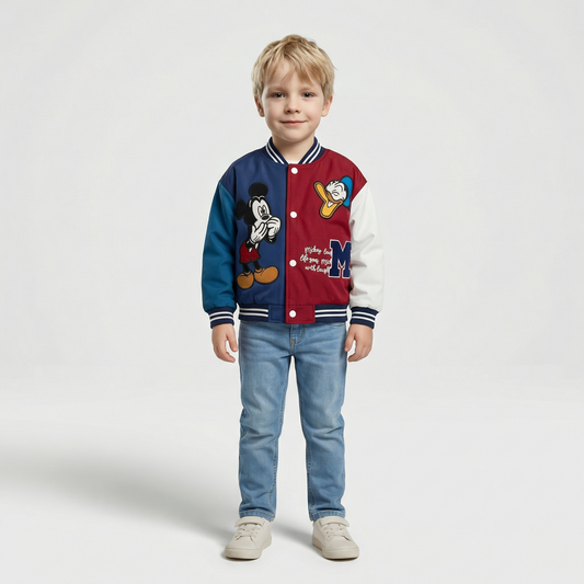 Varsity Jacket with Mickey & Donald Appliqué Jacket