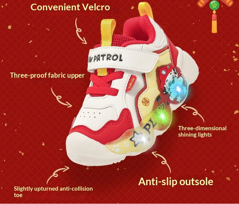 Genuine PAW Patrol Strap, Breathable, Non-Slip, LED Sneaker Shoes