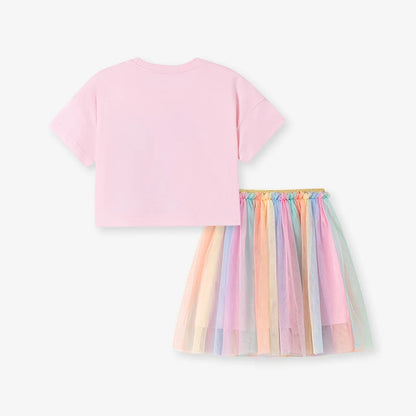 Summer Tracksuit 100% Cotton Unicorn T-Shirt & Skirt Set