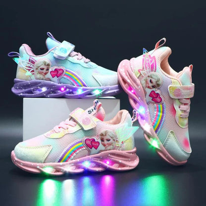 Frozen Elsa Princess LED PU Leather Sneakers