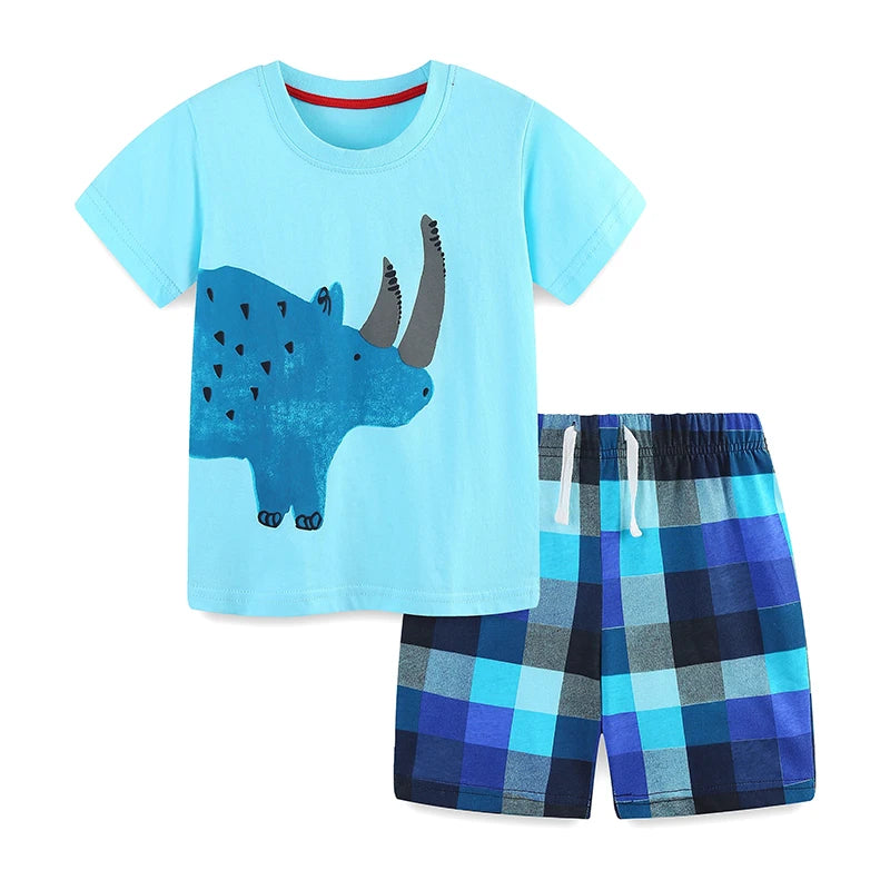 Summer 100% Cotton Dinosaur T-Shirt & Shorts Set