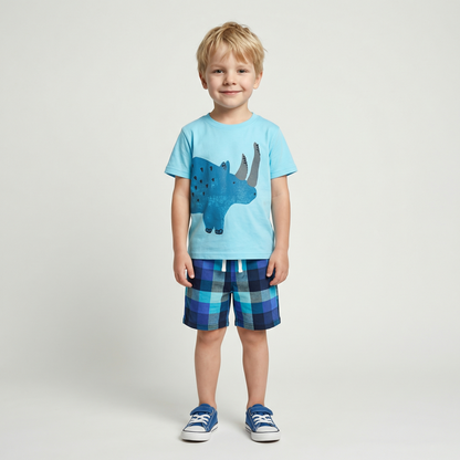 Summer 100% Cotton Dinosaur T-Shirt & Shorts Set