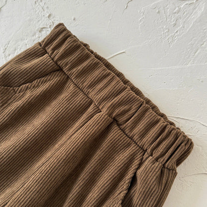 Loose Floral Embroidered Corduroy Pants