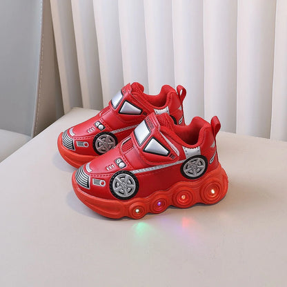 PU Leather LED Light Up Car Sneakers