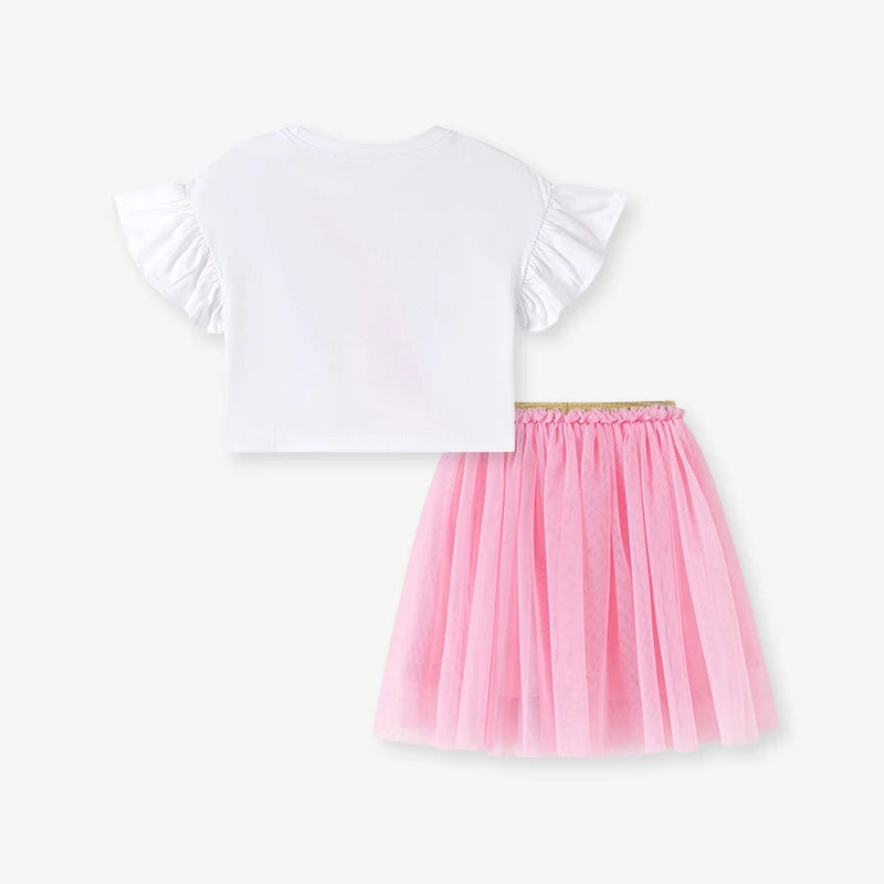 Summer Tracksuit 100% Cotton Rainbow T-Shirt & Skirt Set
