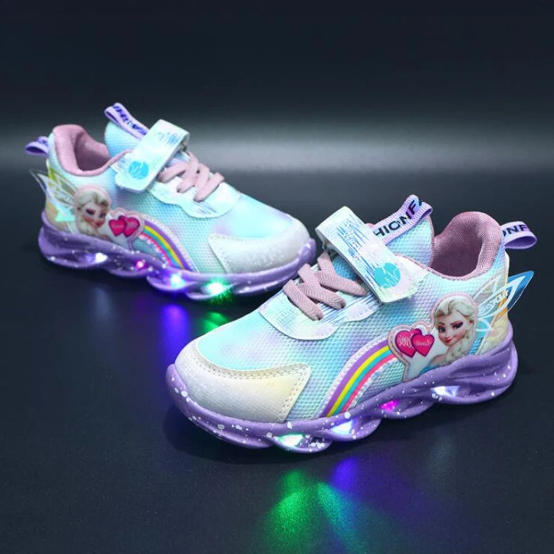Frozen Elsa Princess LED PU Leather Sneakers