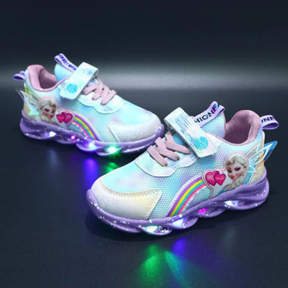 Frozen Elsa Princess LED PU Leather Sneakers