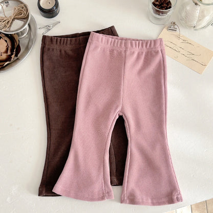 Loose Solid Color Bell Bottom Pants