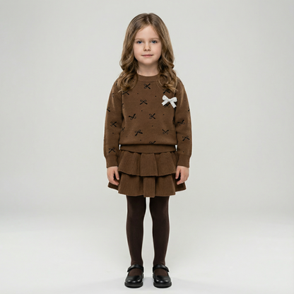 Knitted Pullover Sweater & Skirt Set