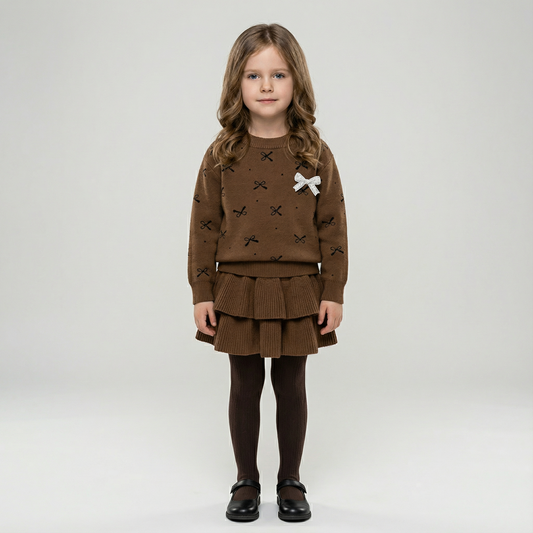 Knitted Pullover Sweater & Skirt Set