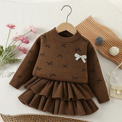 Knitted Pullover Sweater & Skirt Set
