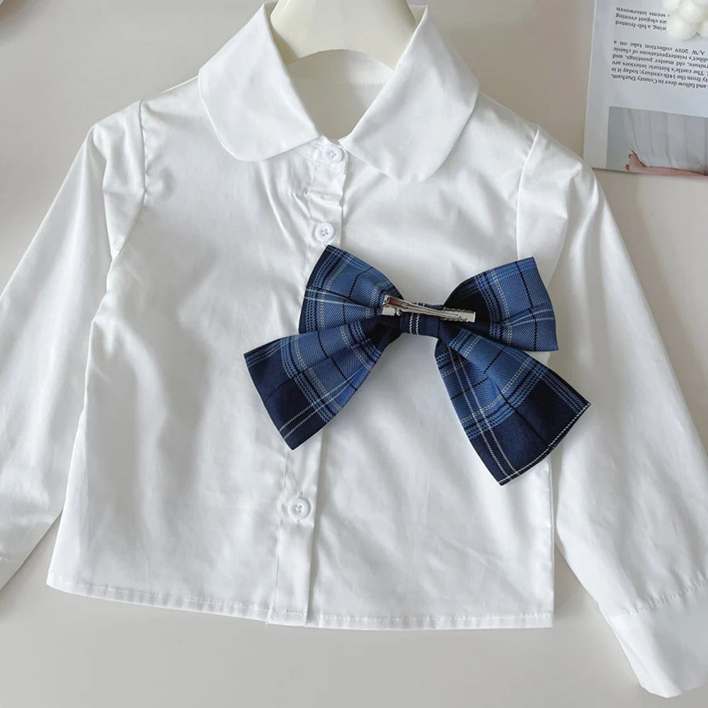 Cardigan, Shirt & Plaid Skirt Set