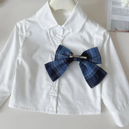 Cardigan, Shirt & Plaid Skirt Set