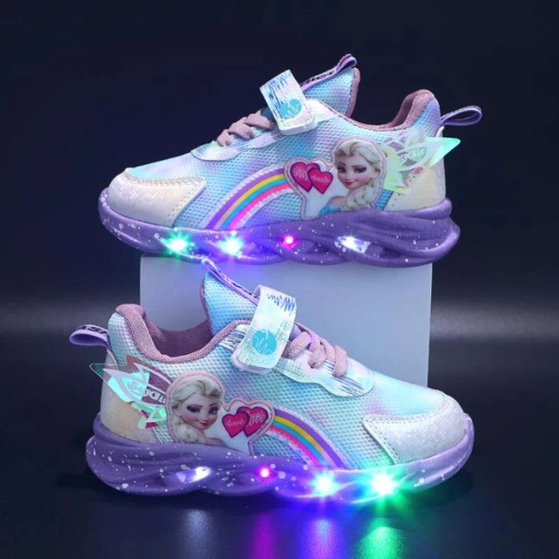 Frozen Elsa Princess LED PU Leather Sneakers