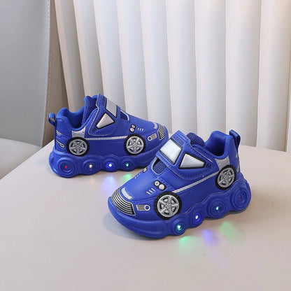 PU Leather LED Light Up Car Sneakers
