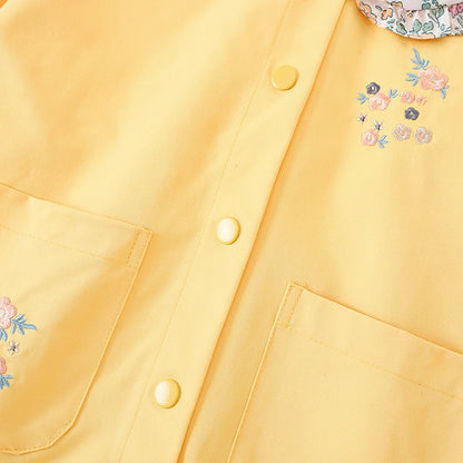 Cute Lapel Collar With Embroidery Flowers Outwear