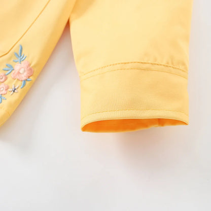 Cute Lapel Collar With Embroidery Flowers Outwear