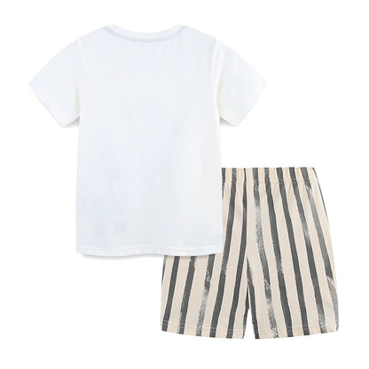 Summer Cotton Zebra T-Shirt & Shorts Set