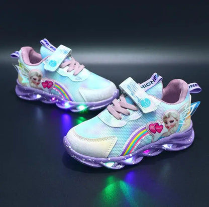 Frozen Elsa Princess LED PU Leather Sneakers