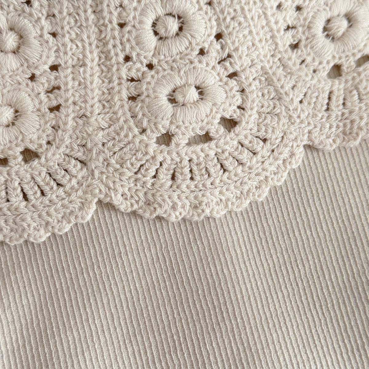 Lace Collar Sweatshirt & Elastic Pants Set