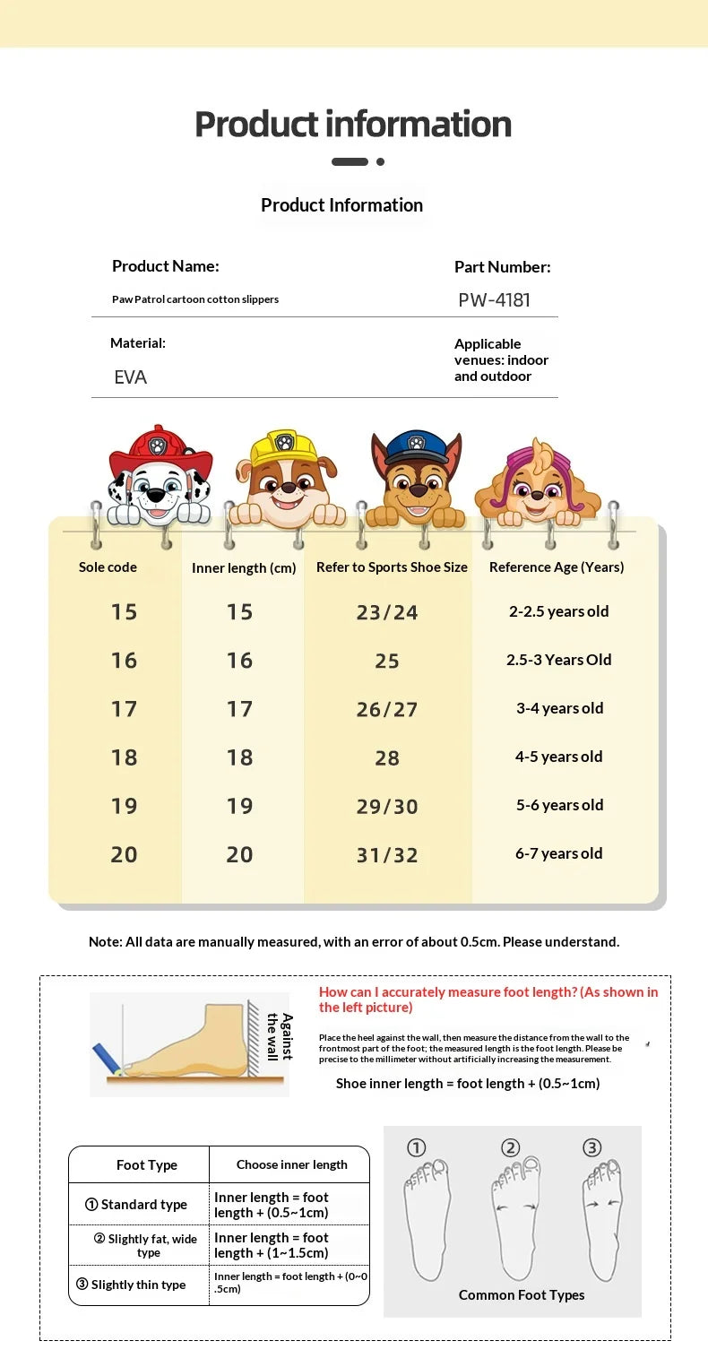 Genuine PAW Patrol Warm Slippers With 3D Character