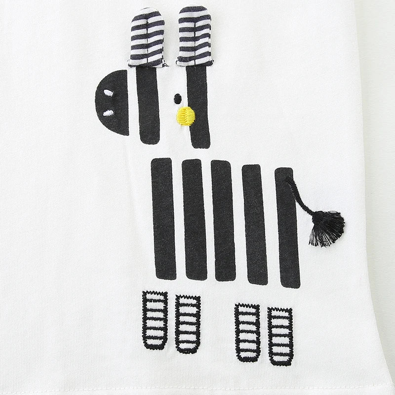 Summer Cotton Zebra T-Shirt & Shorts Set