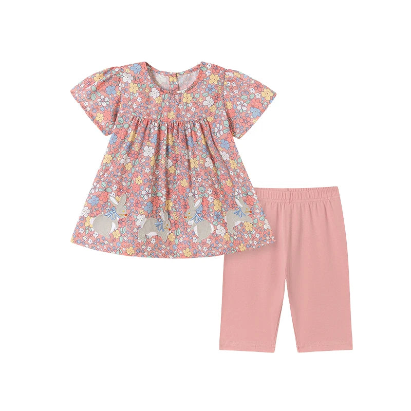 Summer 100% Cotton Rabbit T-Shirt & Shorts Set