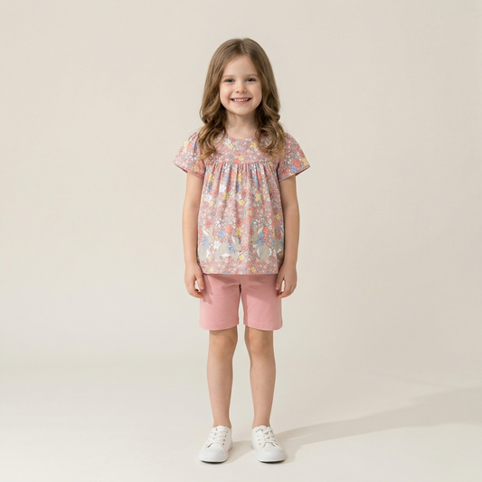 Summer 100% Cotton Rabbit T-Shirt & Shorts Set