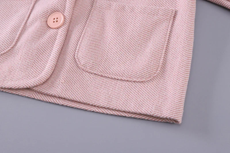 Children’s Elegant Jacket & Pants Set with Textured Fabric