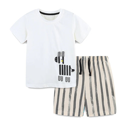 Summer Cotton Zebra T-Shirt & Shorts Set