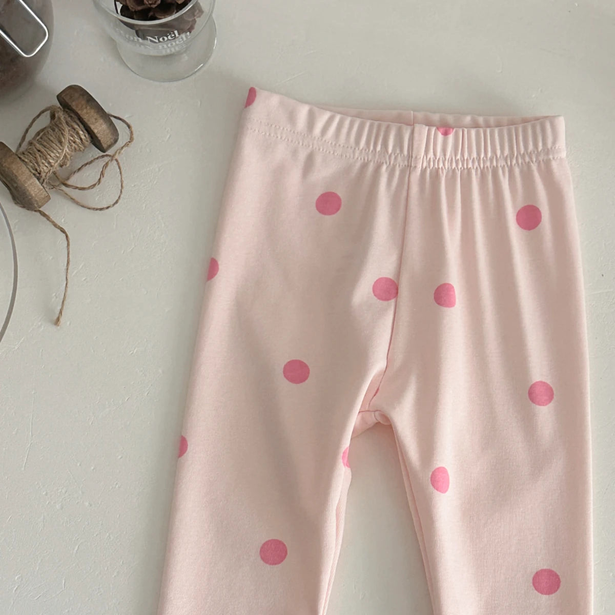 Pink Big Bow Sweatshirt & Elastic Polka Dot Pants Set